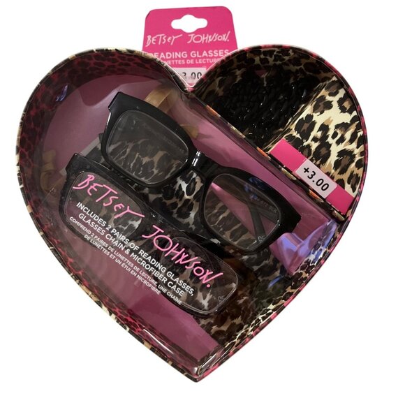 Betsey Johnson Reading Glasses Set 2 Pair +3.00 Black & Tortoise w/ Case NEW - Picture 1 of 8